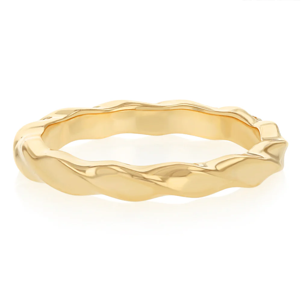 Sterling Silver Gold Plated CZ Twisted Ring - Image 4