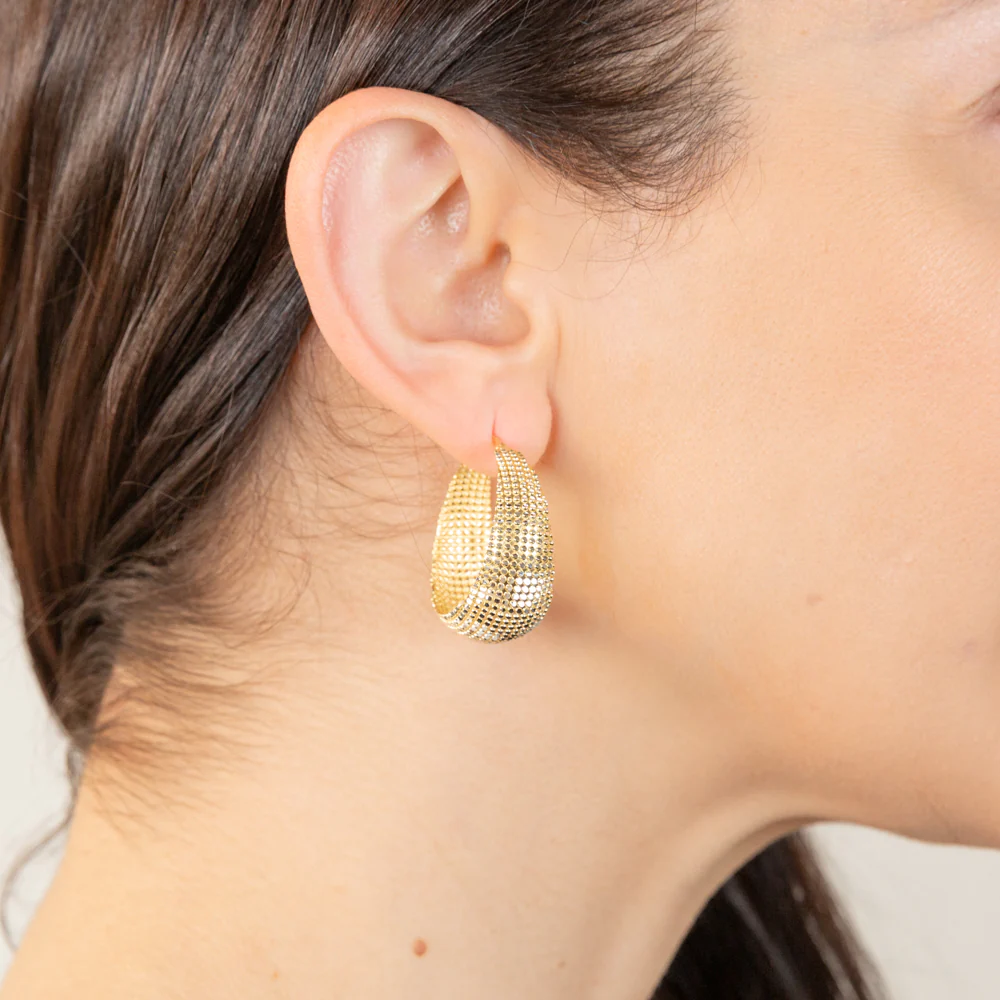 Sterling Silver Gold Plated Diamond Cut Creole Earrings - Image 2