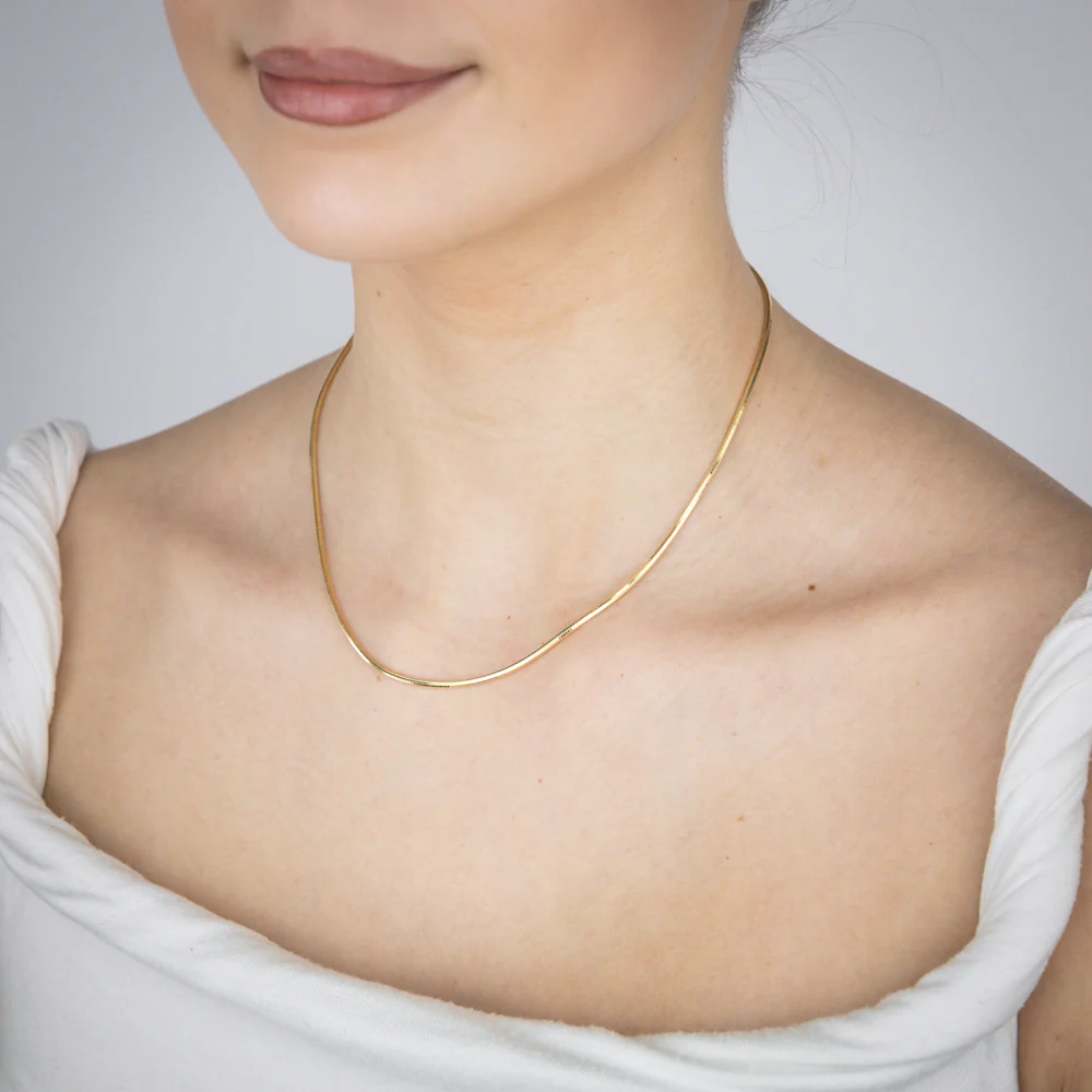 Sterling Silver Gold Plated Diamond Cut Snake 42+5cm Chain - Image 4