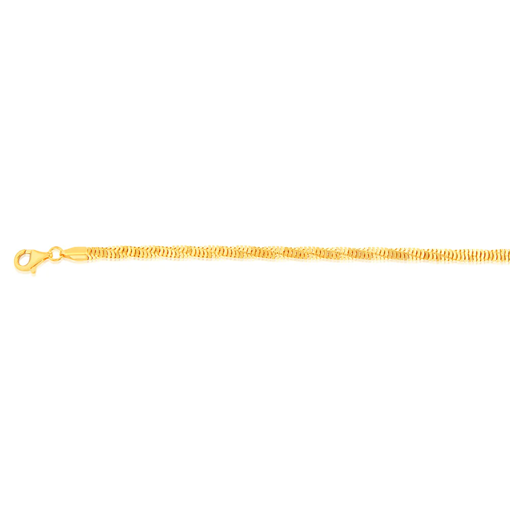 Sterling Silver Gold Plated Diamond Cut Square Snake 19cm Bracelet - Image 2