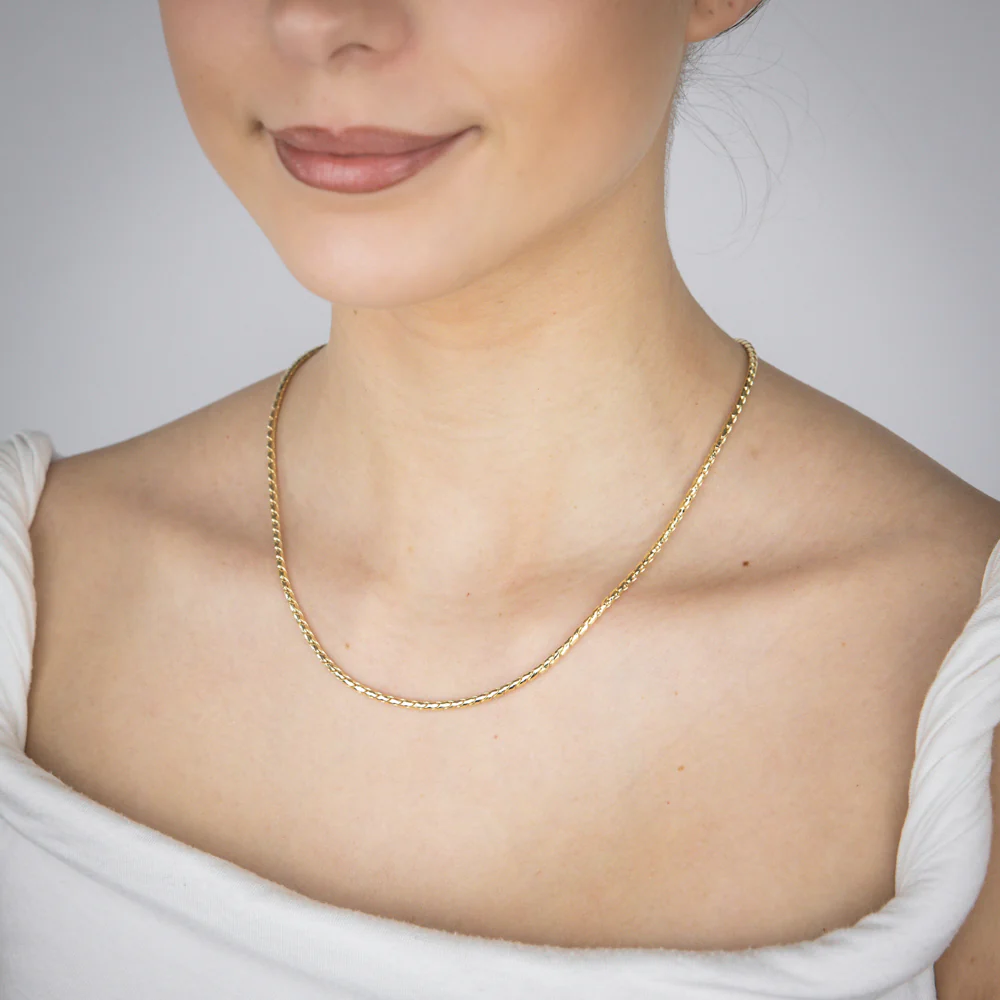 Sterling Silver Gold Plated Diamond Cut Twisted Curb 42.5+5cm Chain - Image 4