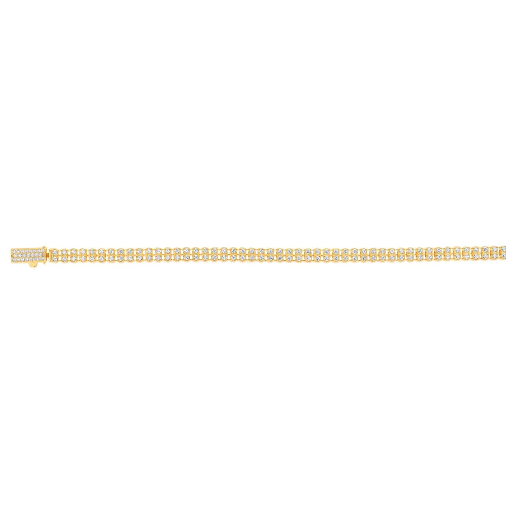 Sterling Silver Gold Plated Double Row Cubic Zirconia Tennis 19cm Bracelet - Image 2