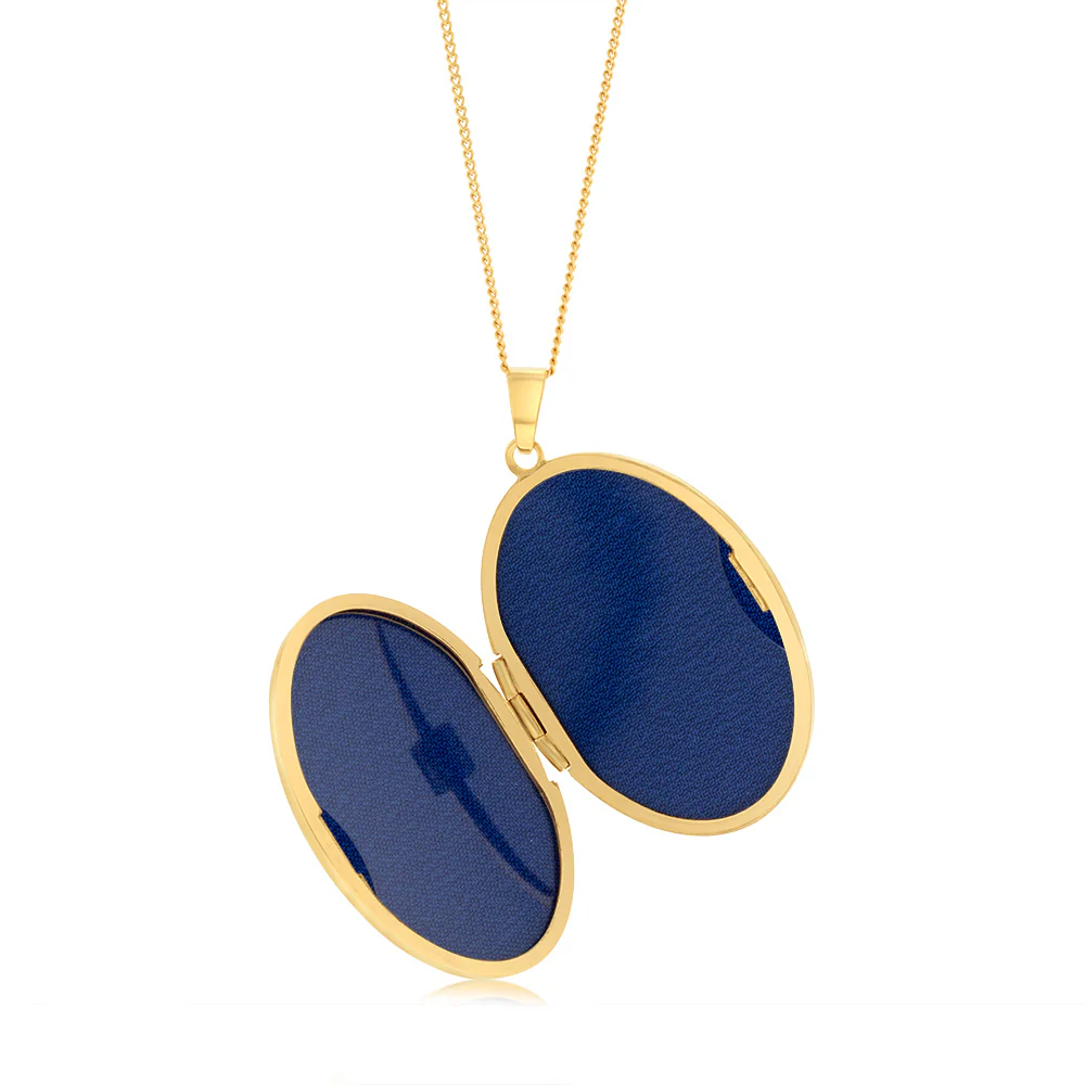 Sterling Silver Gold Plated Engraved Oval Locket - Image 2