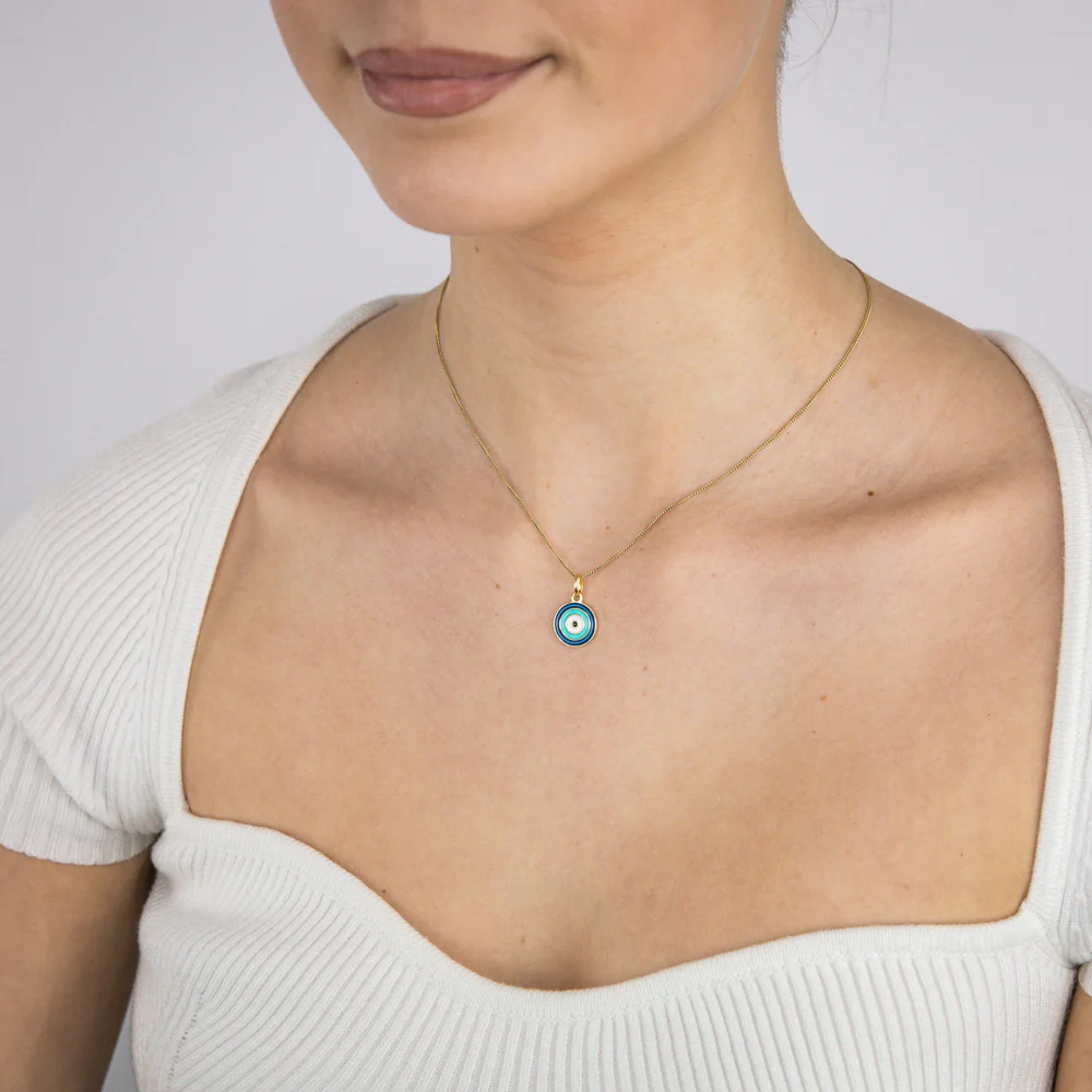 Sterling Silver Gold Plated Evil Eye Pendant - Image 2