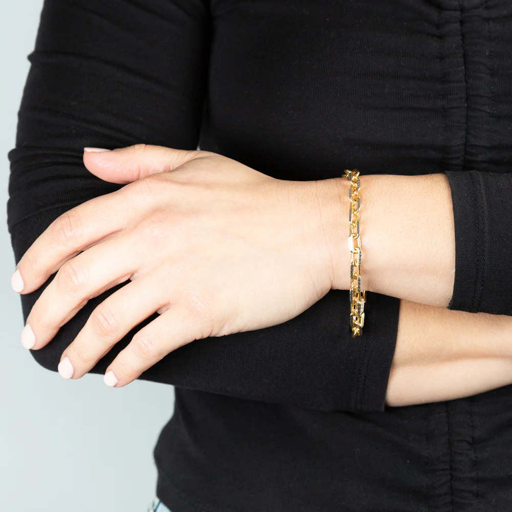 Sterling Silver Gold Plated Fancy 180 Gauge 19cm Bracelet - Image 3