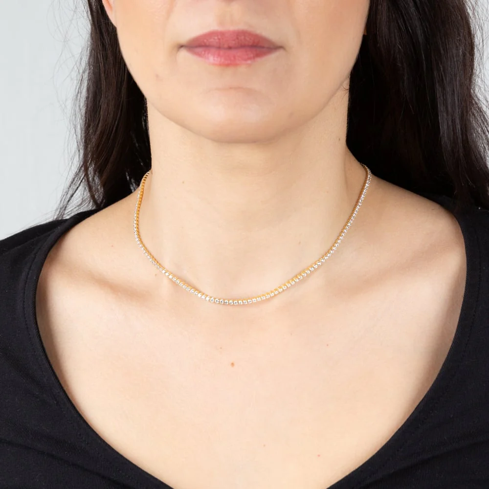 Sterling Silver Gold Plated Fancy 37+3cm Chaoker Chain - Image 3