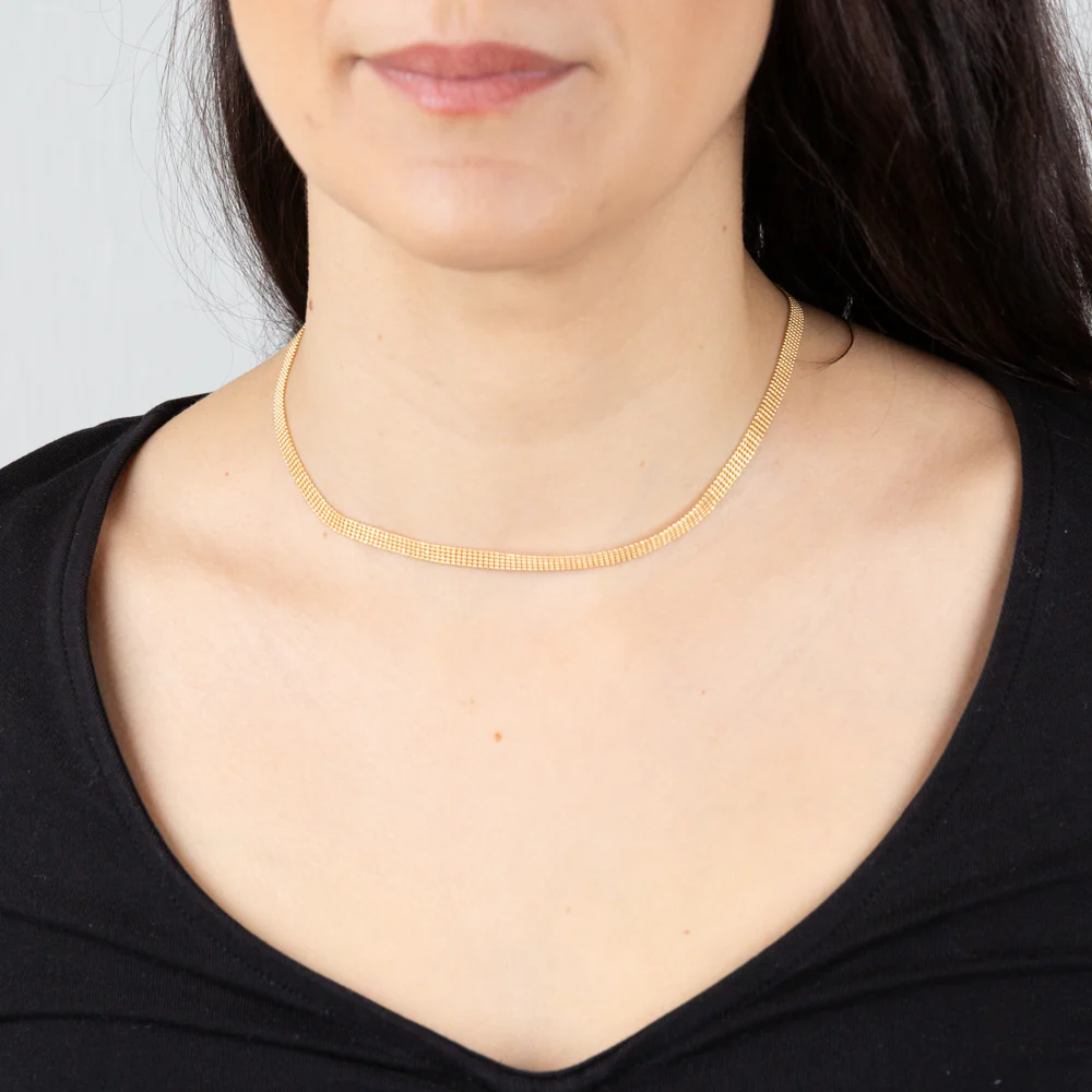 Sterling Silver Gold Plated Fancy 40cm Choker Chain - Image 3