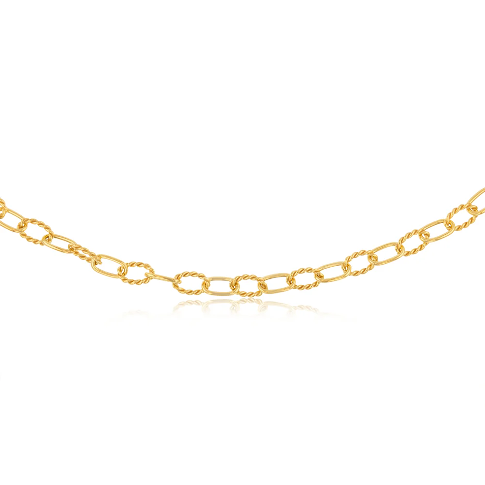 Sterling Silver Gold Plated Fancy Chunky Paperclip 45cm Chain - Image 2
