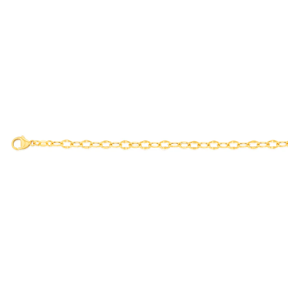 Sterling Silver Gold Plated Fancy Diamond Cut 19cm Bracelet - Image 2