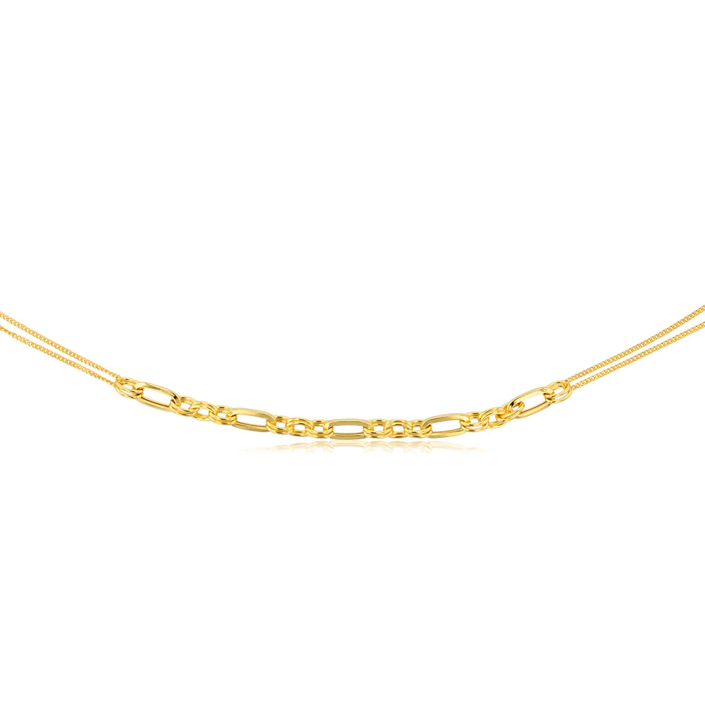 Sterling Silver Gold Plated Fancy Links 42+5cm Chain - Image 2