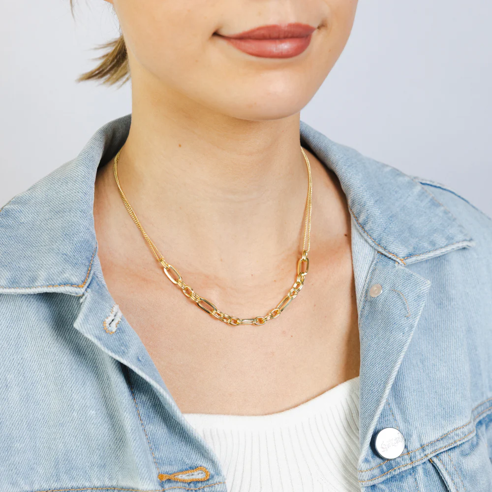 Sterling Silver Gold Plated Fancy Links 42+5cm Chain - Image 3