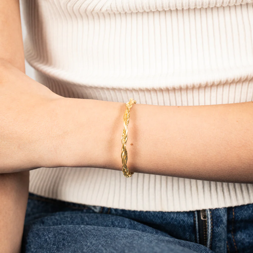 Sterling Silver Gold Plated Fancy Memory Omega 17+2cm Bracelet - Image 2