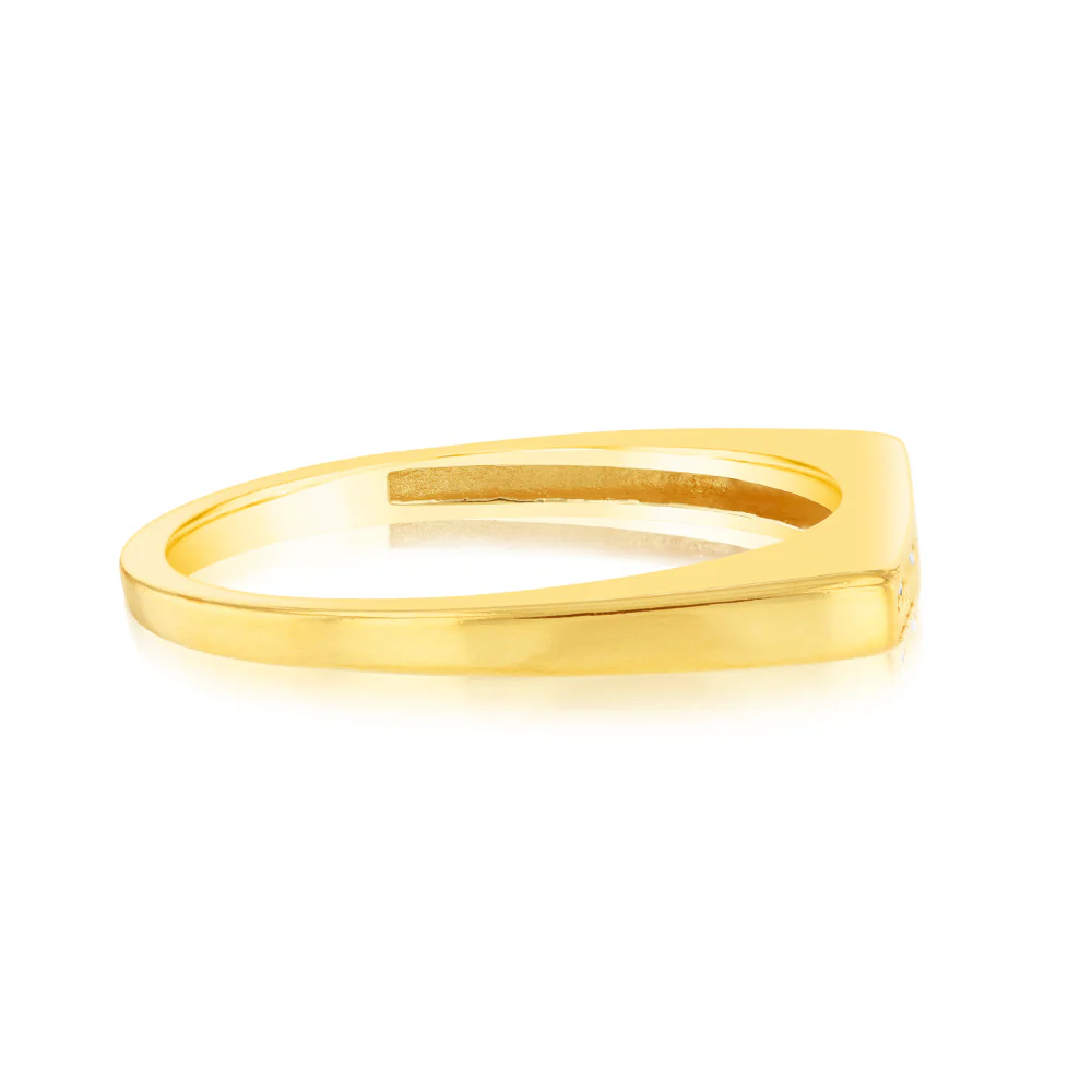 Sterling Silver Gold Plated Fancy Zirconia Channel Ring - Image 2
