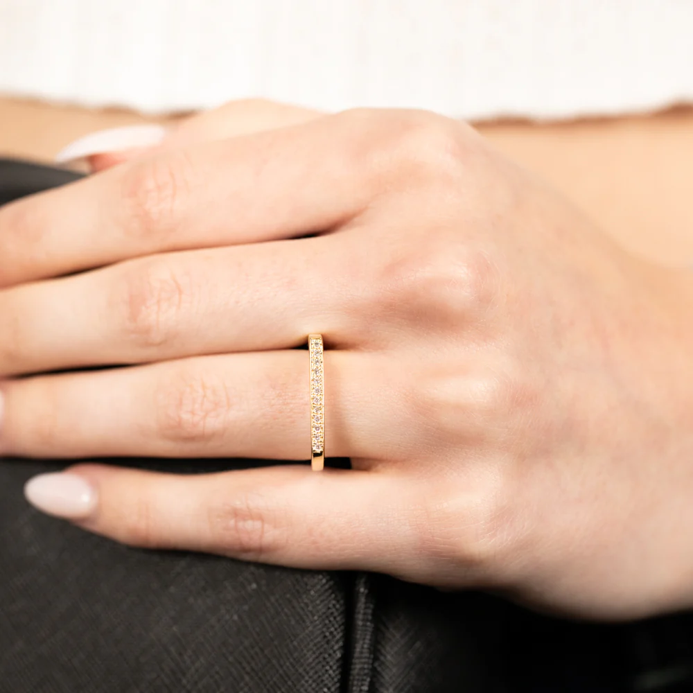 Sterling Silver Gold Plated Fancy Zirconia Channel Ring - Image 3