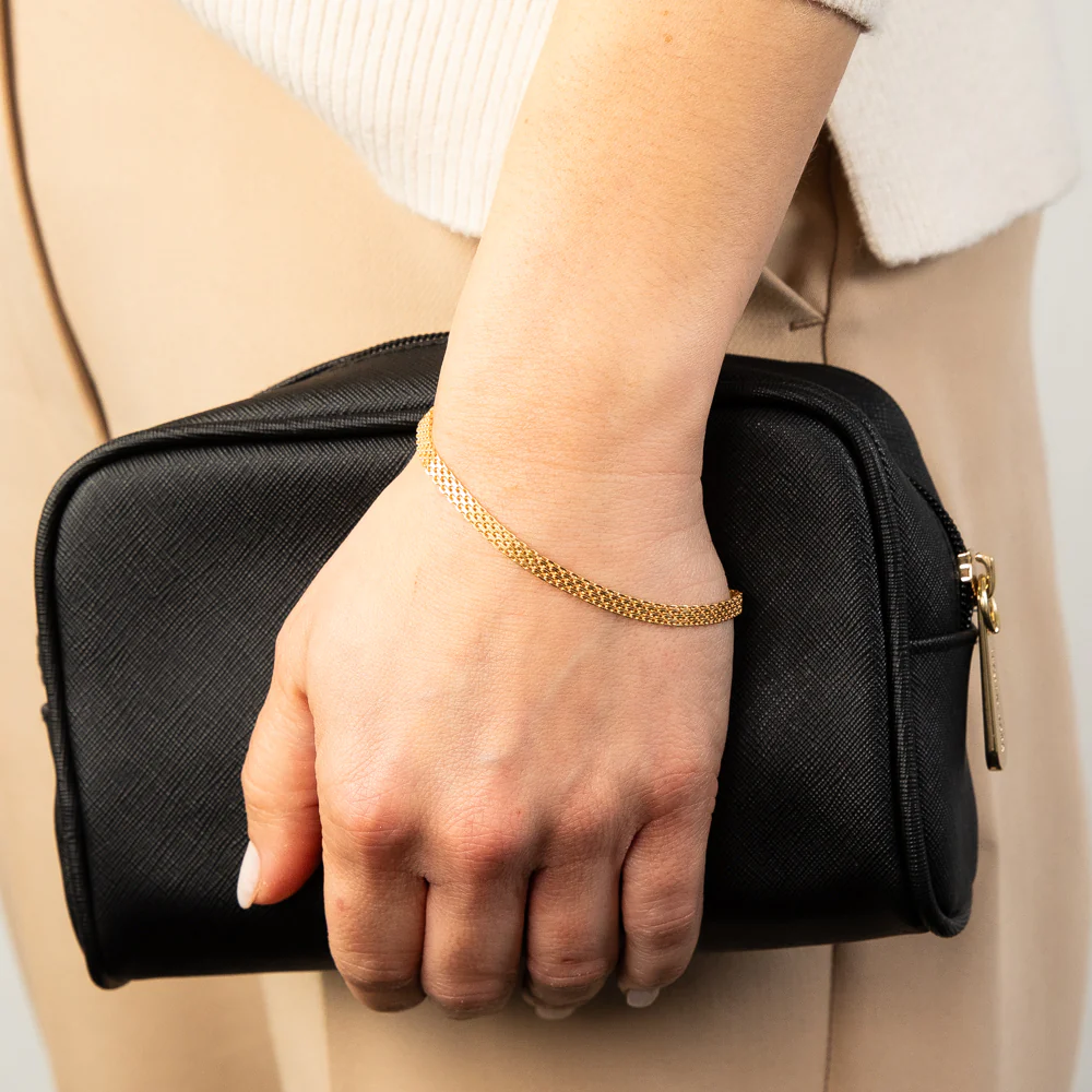 Sterling Silver Gold Plated Flat 19cm Bracelet - Image 3