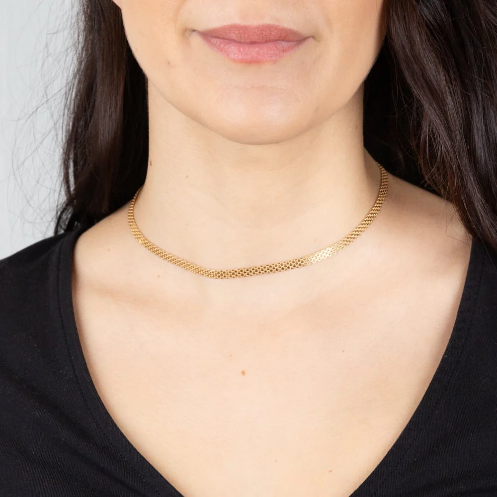 Sterling Silver Gold Plated Flat 40cm Choker Chain - Image 3
