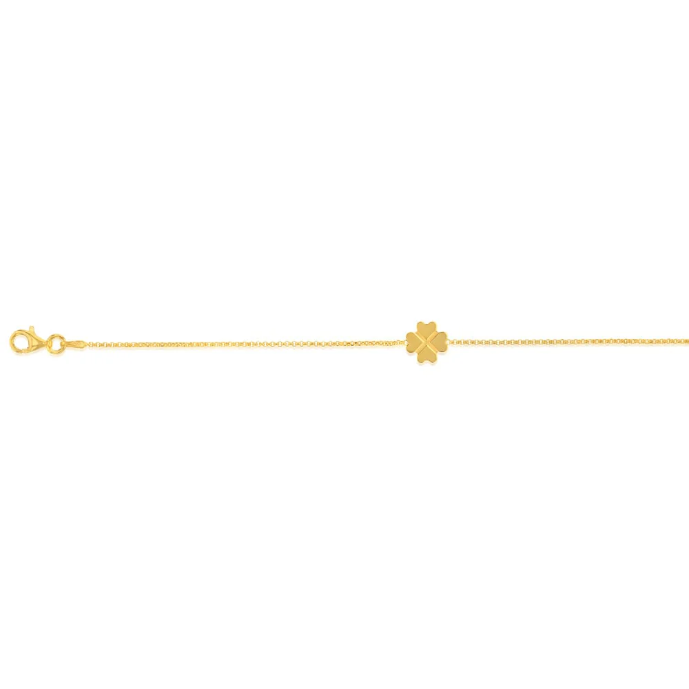 Sterling Silver Gold Plated Four Leaf Clover 19cm Bracelet - Image 2