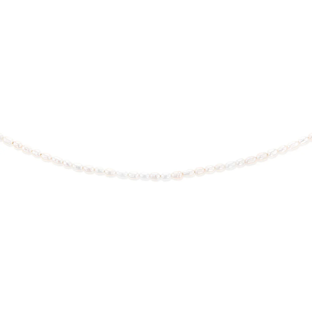 Sterling Silver Gold Plated Fresh Water Pearls 42+3cm Chain - Image 2