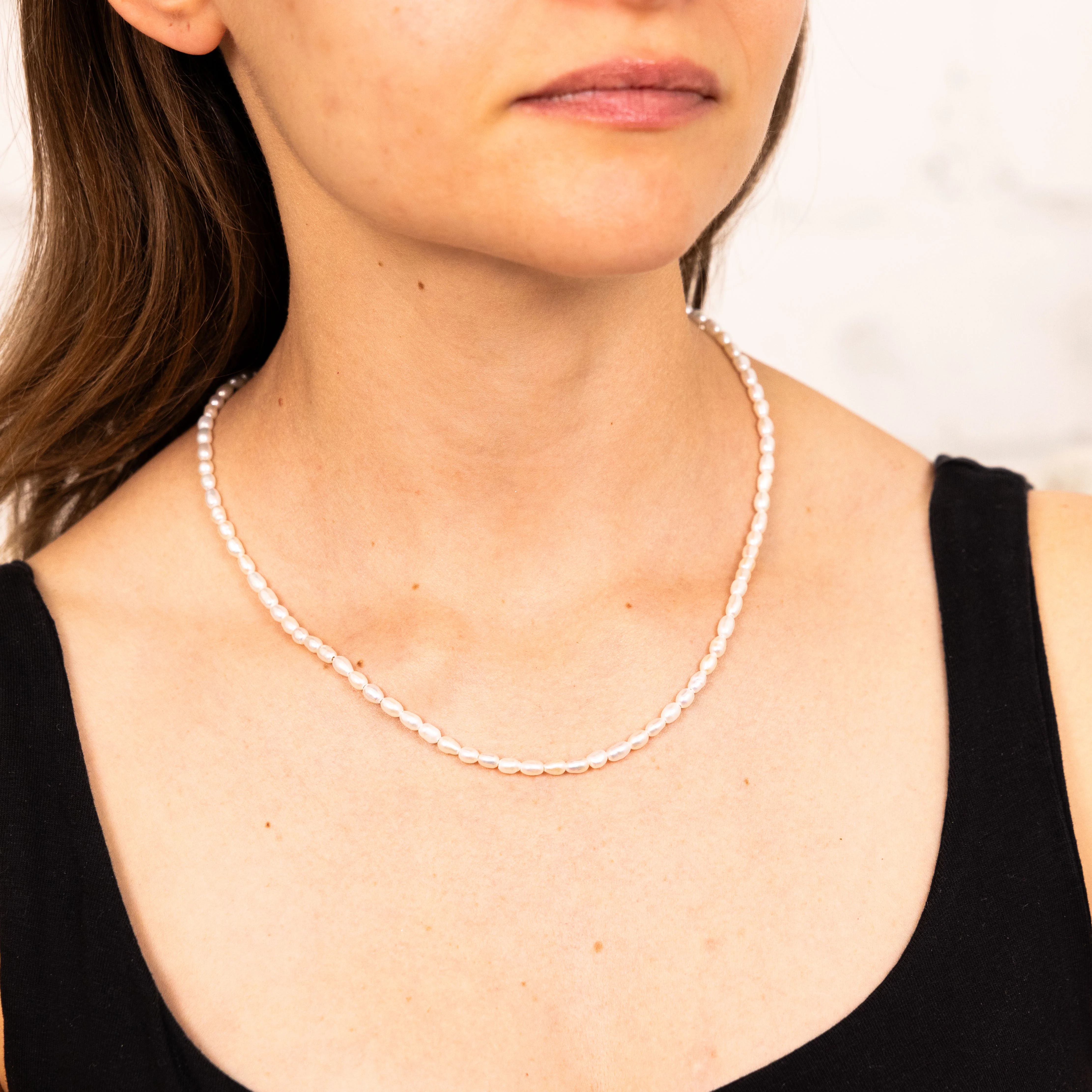 Sterling Silver Gold Plated Fresh Water Pearls 46+4cm Chain - Image 3