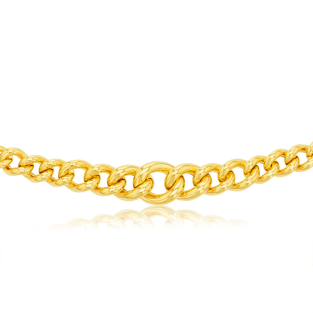 Sterling Silver Gold Plated Graduating Hollow 200- 320 Gauge Curb 45cm Chain - Image 2