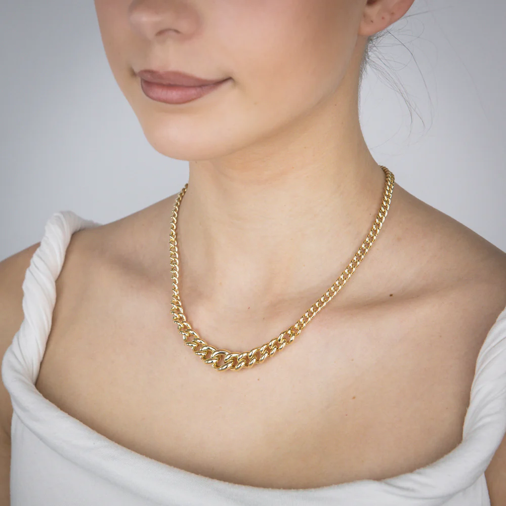 Sterling Silver Gold Plated Graduating Hollow 200- 320 Gauge Curb 45cm Chain - Image 4