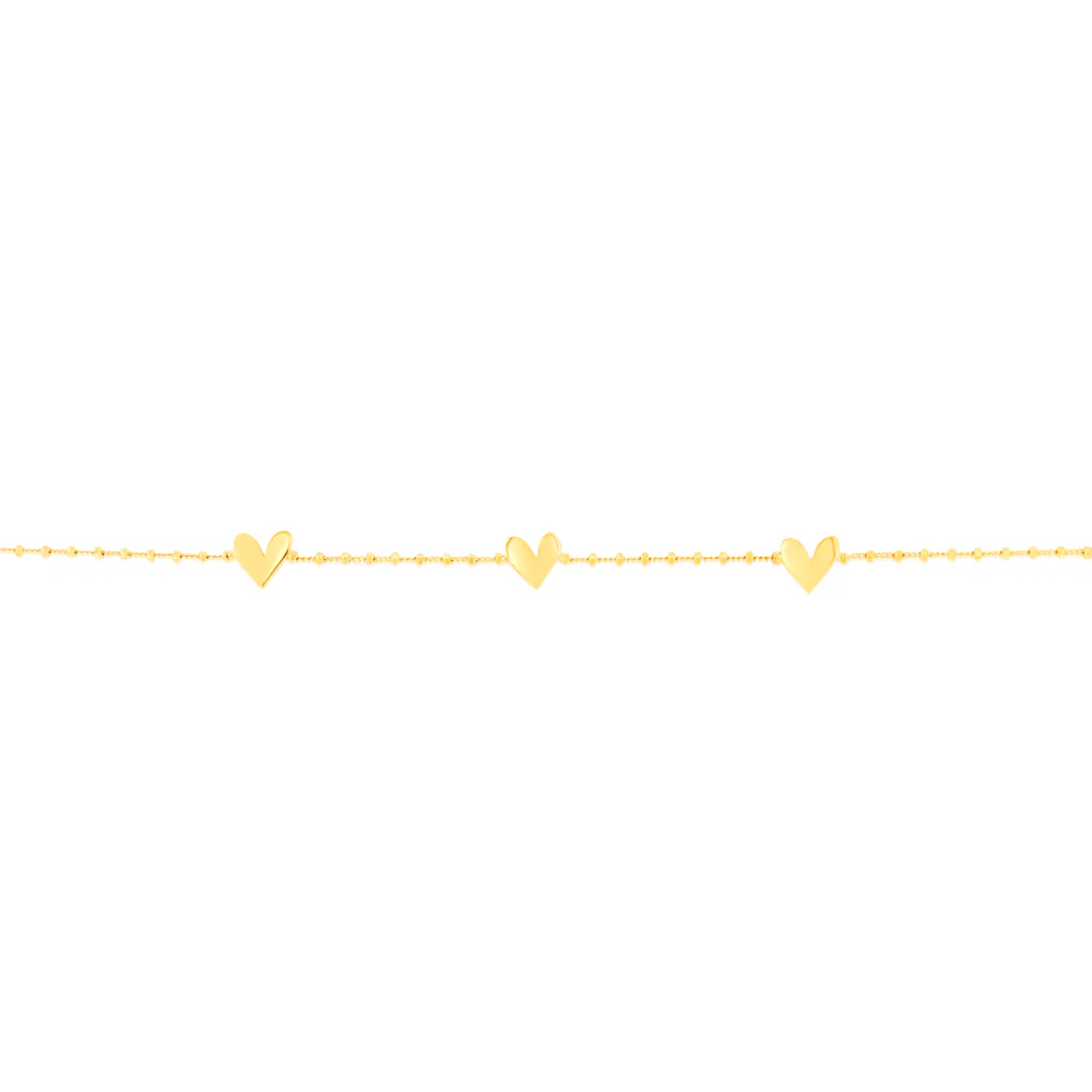 Sterling Silver Gold Plated Heart Charm 17+3 cm Bracelet - Image 2