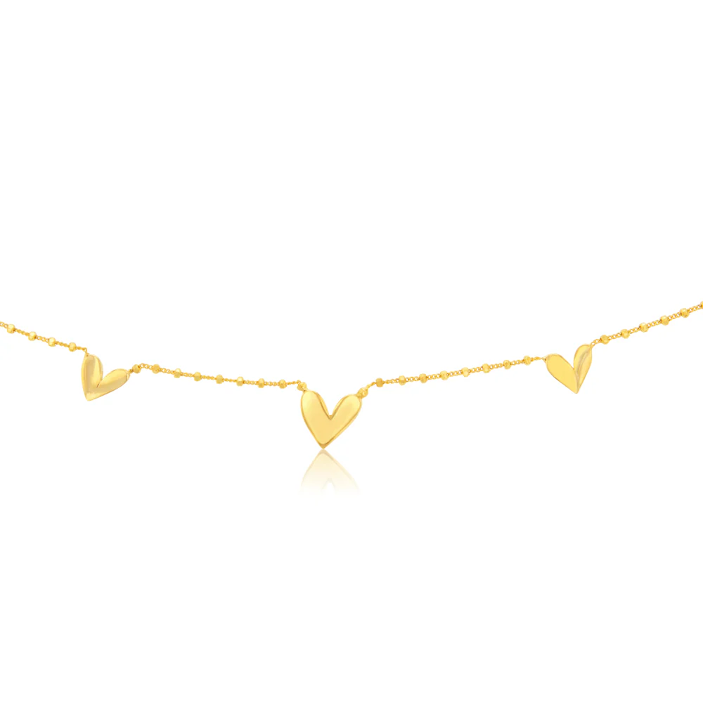 Sterling Silver Gold Plated Heart Charm 45cm Chain - Image 2