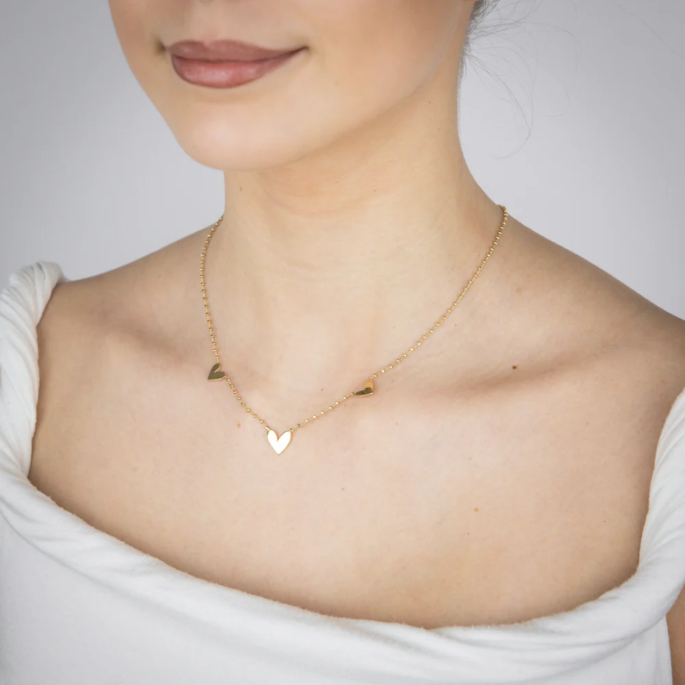 Sterling Silver Gold Plated Heart Charm 45cm Chain - Image 3