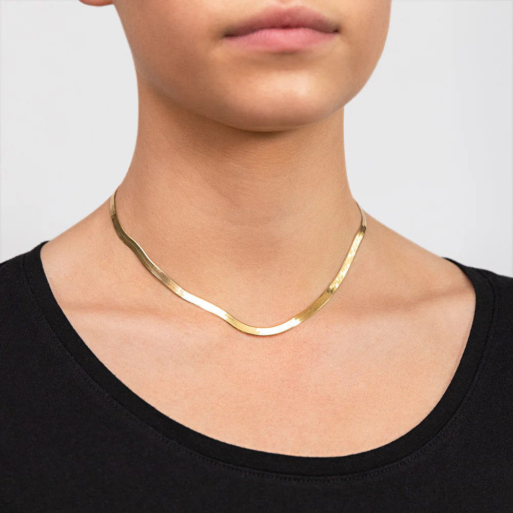 Sterling Silver Gold Plated Herringbone 37+3cm Chain - Image 3