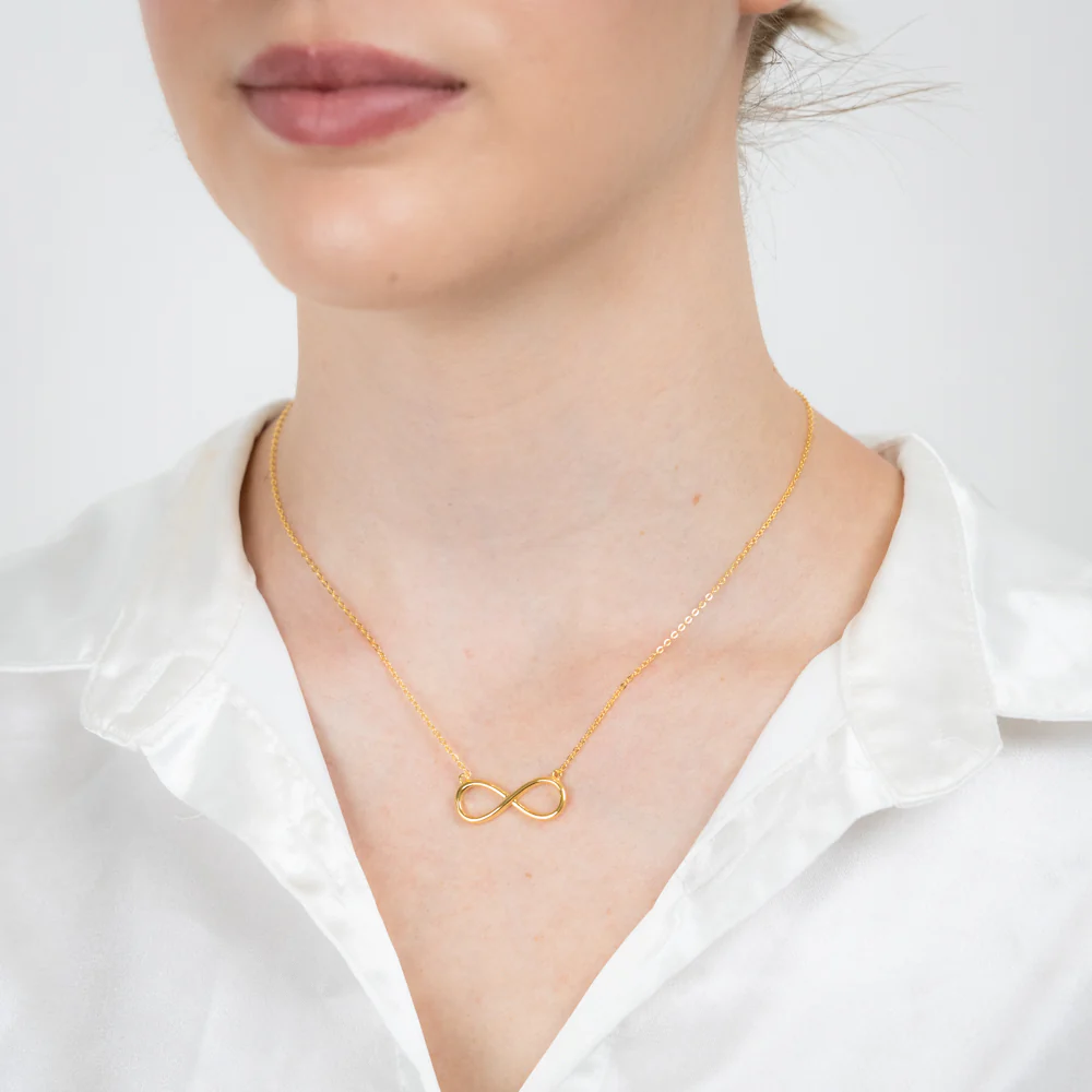 Sterling Silver Gold Plated Infinity Pendant On 40+5cm Chain - Image 2