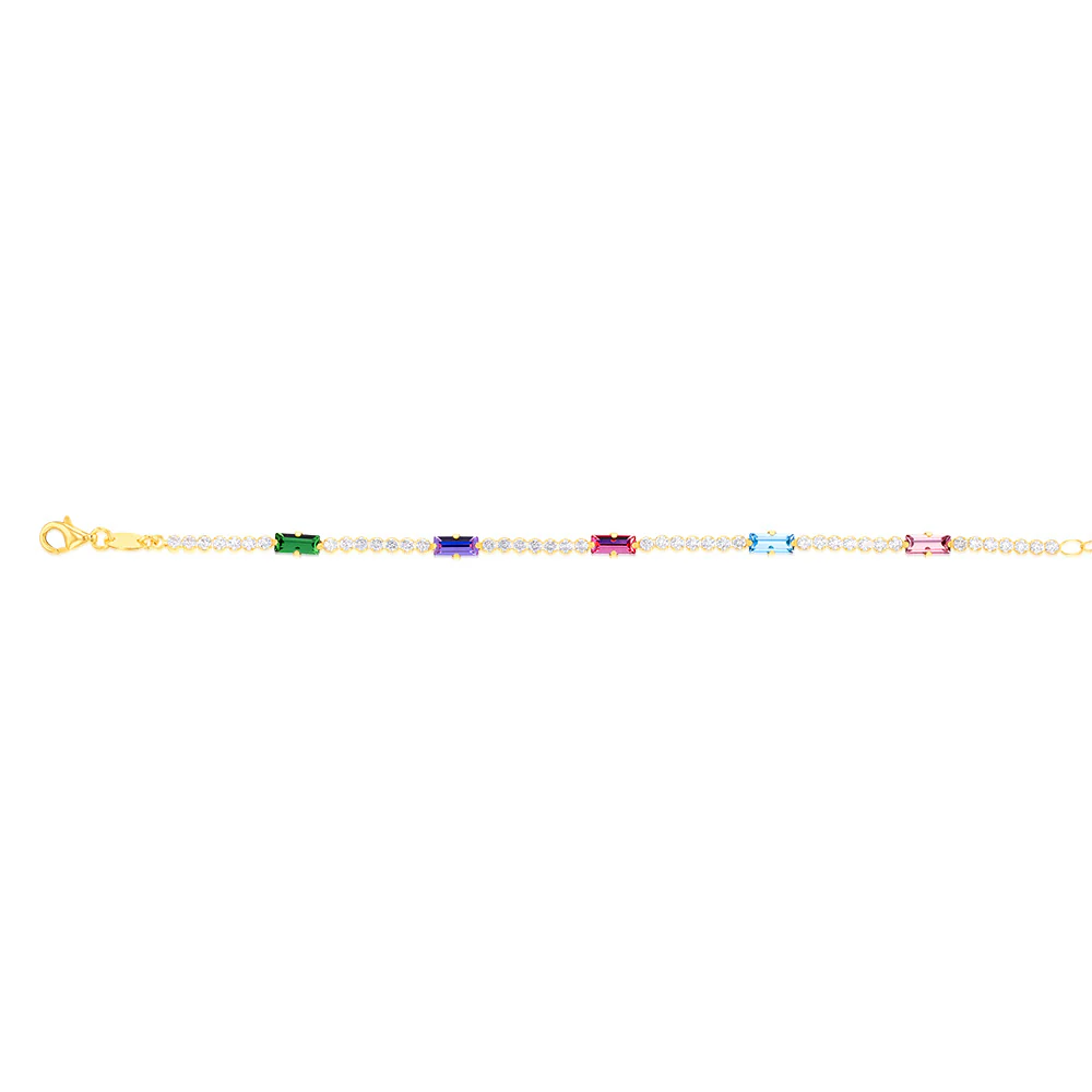 Sterling Silver Gold Plated Multicolour Beads 16+3cm Bracelet - Image 2