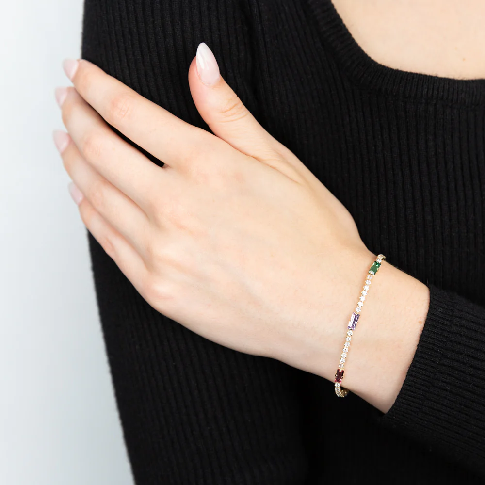Sterling Silver Gold Plated Multicolour Beads 16+3cm Bracelet - Image 3