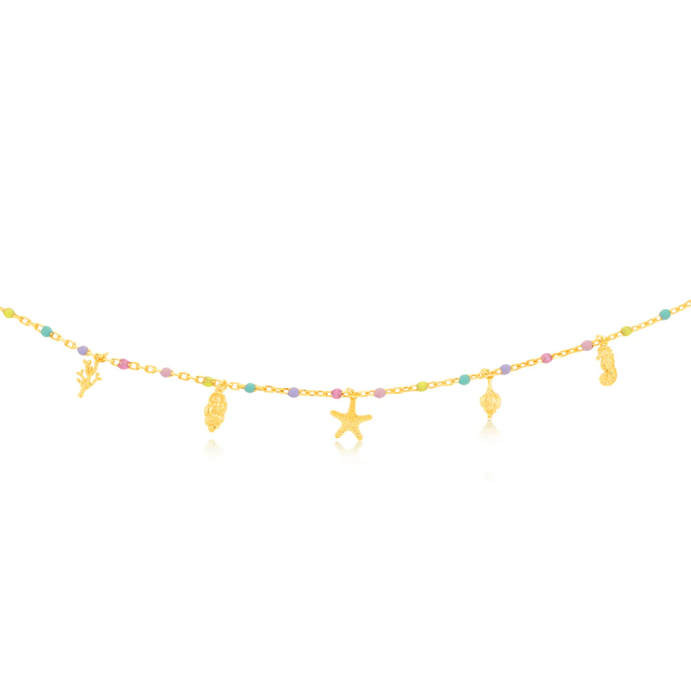 Sterling Silver Gold Plated Multicolour Charm 45cm Chain - Image 2