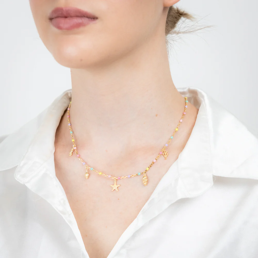 Sterling Silver Gold Plated Multicolour Charm 45cm Chain - Image 3
