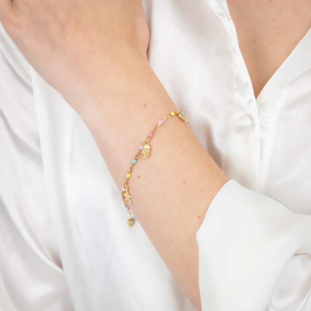 Sterling Silver Gold Plated Multicolour Charm Bracelet - Image 2
