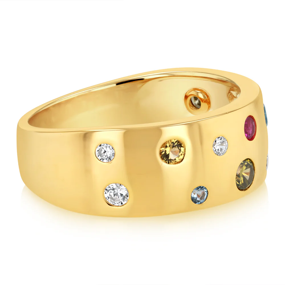 Sterling Silver Gold Plated Multicolour Cubic Zirconia Fancy Ring - Image 2