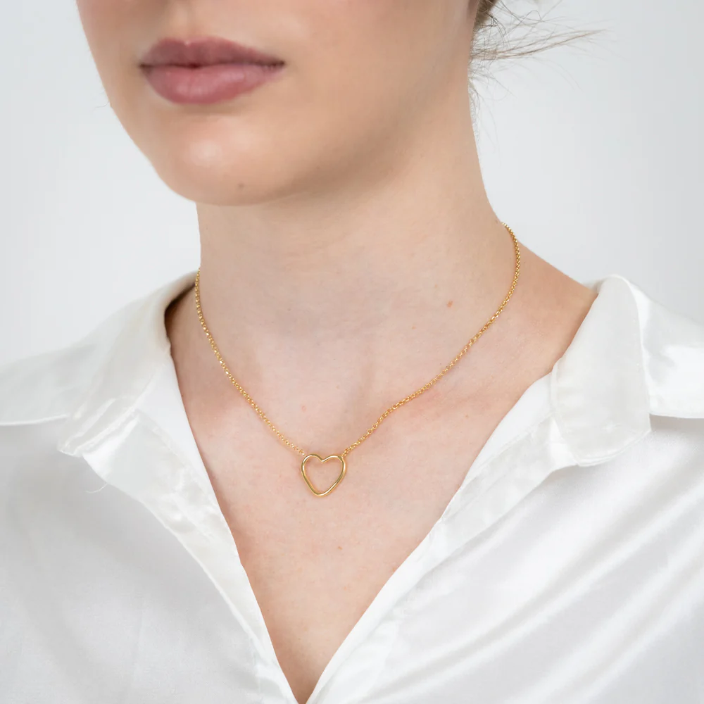 Sterling Silver Gold-Plated Open-Heart Pendant On Chain - Image 2