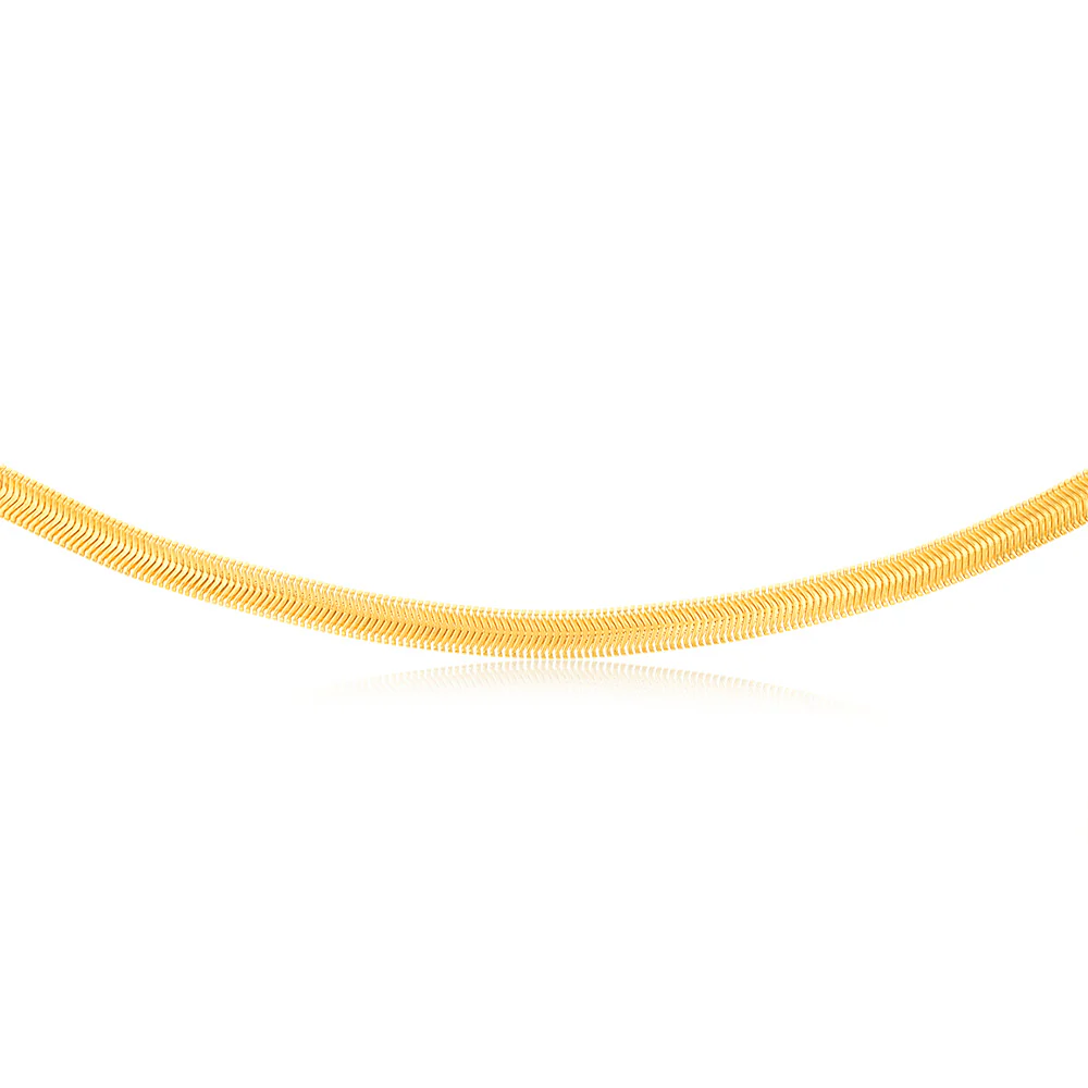 Sterling Silver Gold Plated Oval Snake 45cm Chain - Image 2