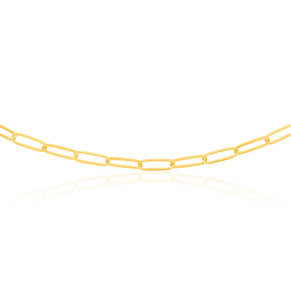 Sterling Silver Gold Plated Paperclip 110 Gauge 60cm Chain - Image 2