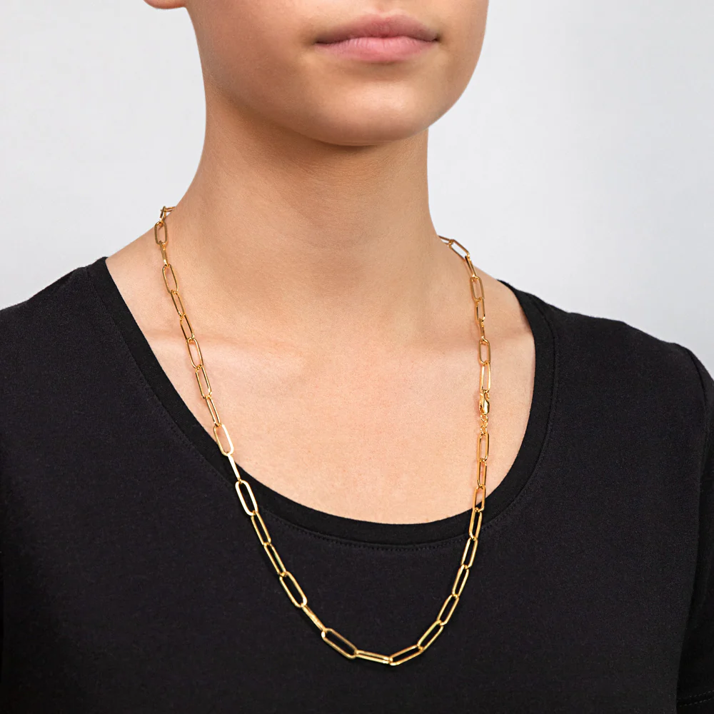 Sterling Silver Gold Plated Paperclip 110 Gauge 70cm Chain - Image 3