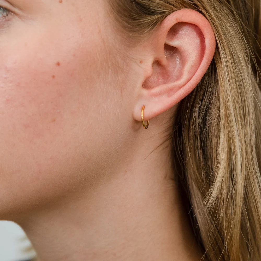 Sterling Silver Gold Plated Plain 8mm Sleeper Earrings - Image 2
