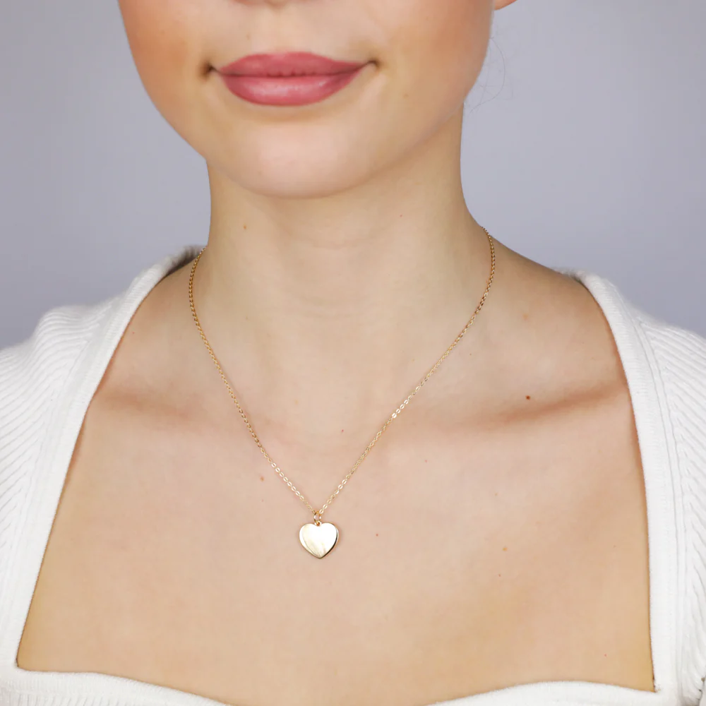 Sterling Silver Gold Plated Plain Heart Pendant On Chain - Image 2