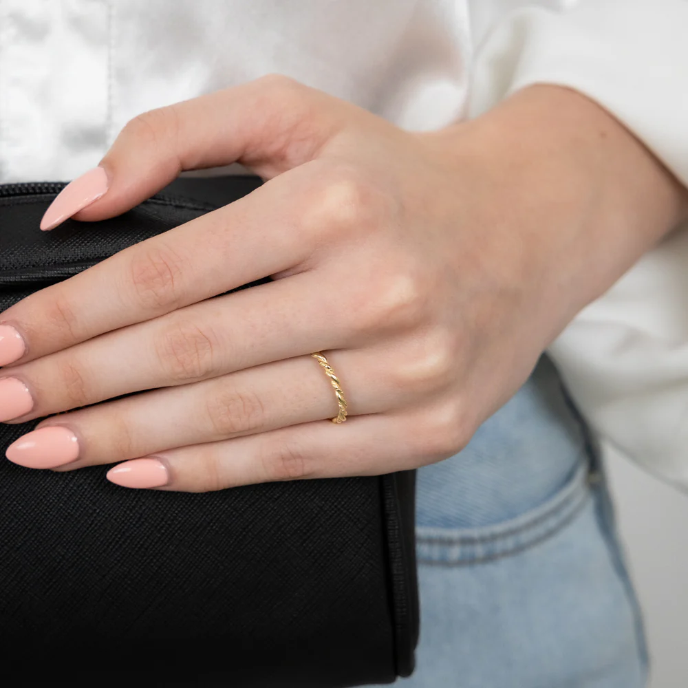 Sterling Silver Gold Plated Plain Twisted Ring - Image 2
