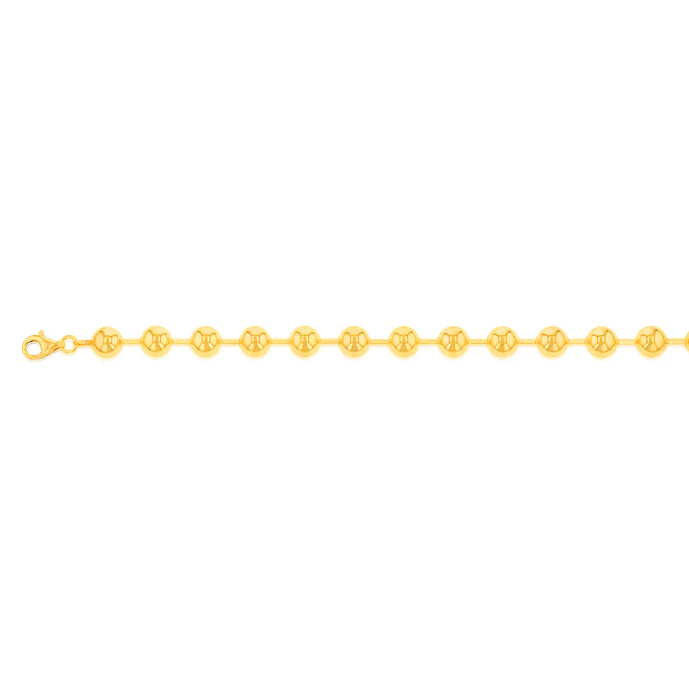Sterling Silver Gold Plated Polished Ball 19cm Bracelet - Image 2