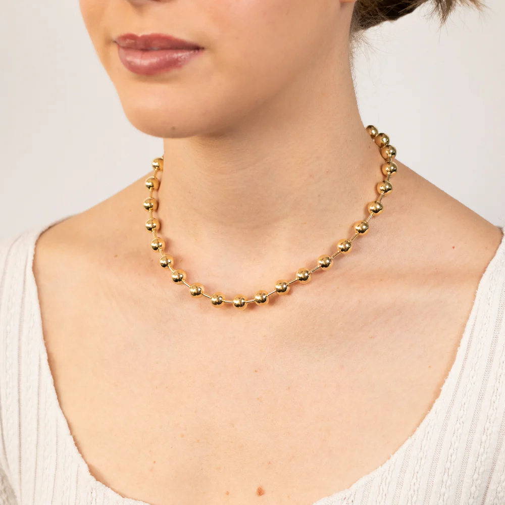 Sterling Silver Gold Plated Polished Ball 38+8cm Chain - Image 3