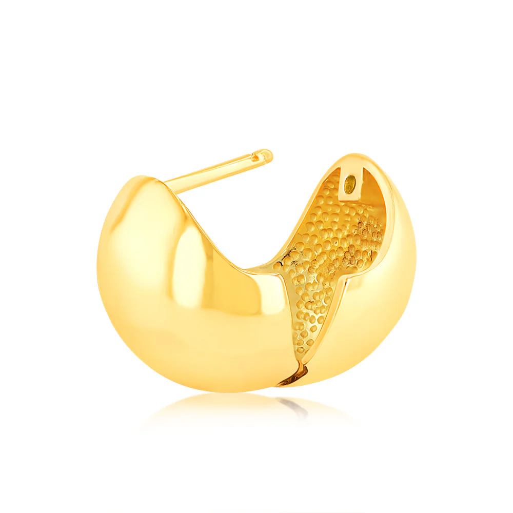 Sterling Silver Gold Plated Polished Ball Stud Earrings - Image 2