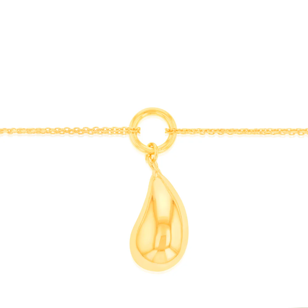 Sterling Silver Gold Plated Polished Tear Drop 20cm Bracelet - Image 2