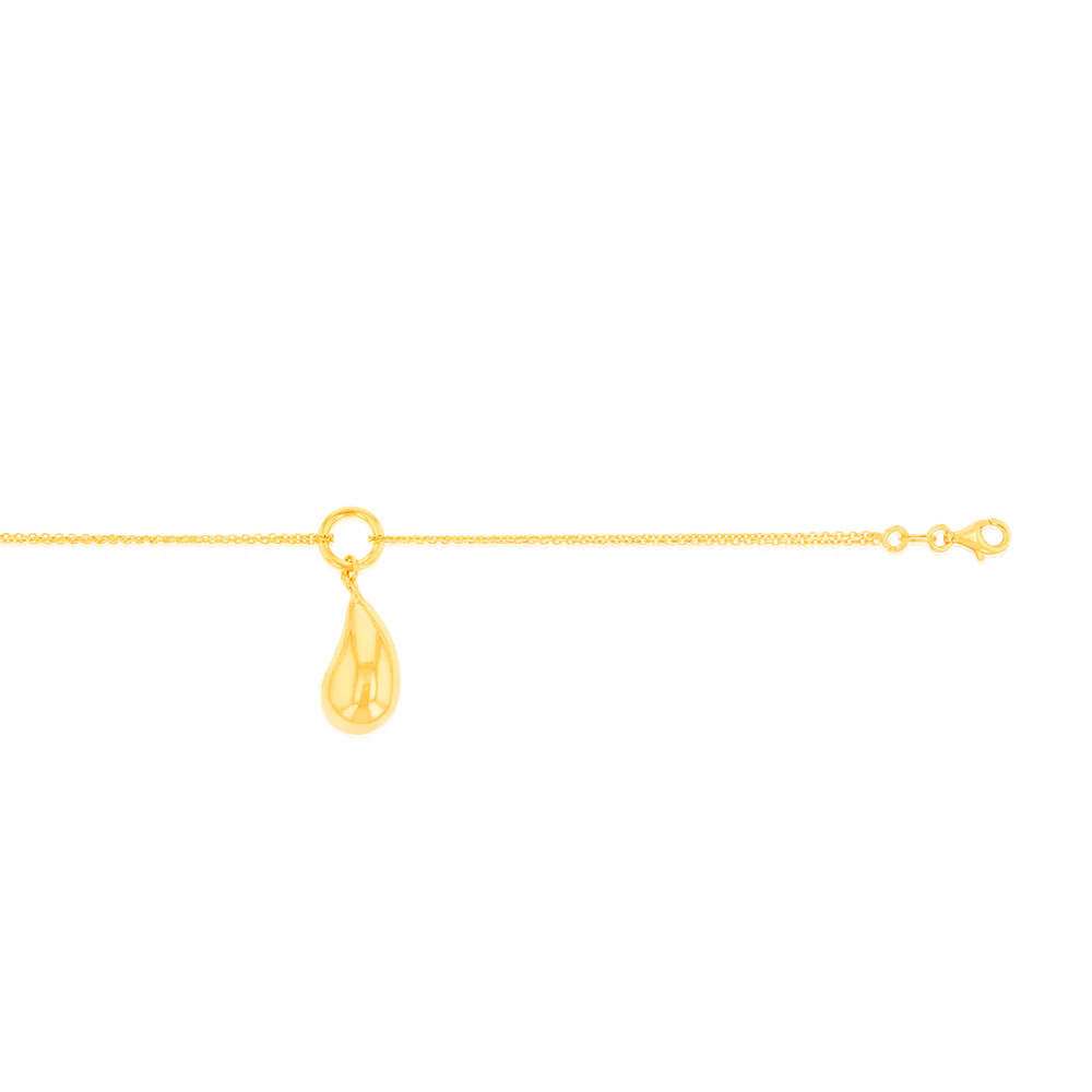 Sterling Silver Gold Plated Polished Tear Drop 20cm Bracelet - Image 3