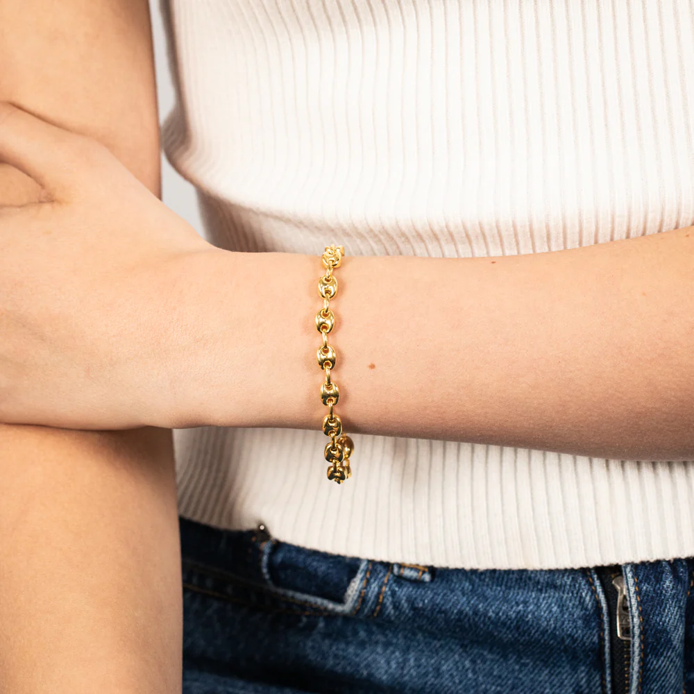 Sterling Silver Gold Plated Puff 17.5cm Bracelet - Image 3