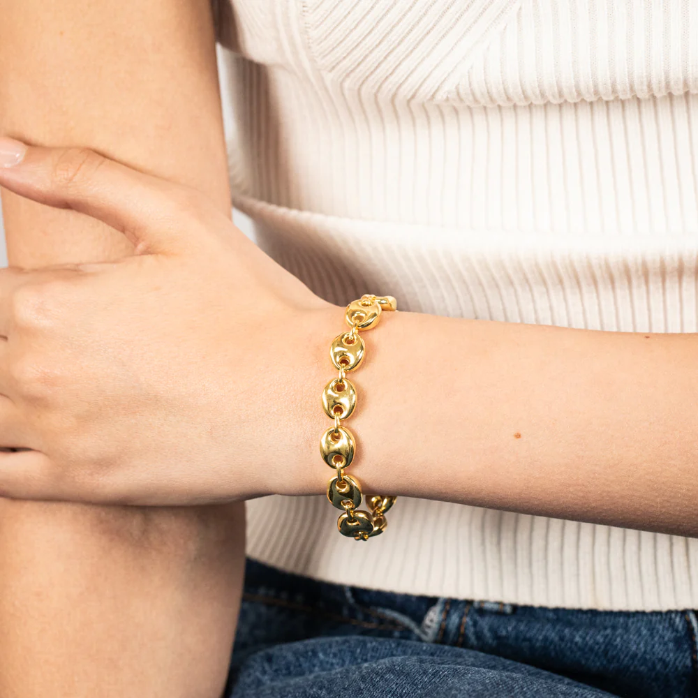 Sterling Silver Gold Plated Puff 17.5cm Bracelet - Image 3